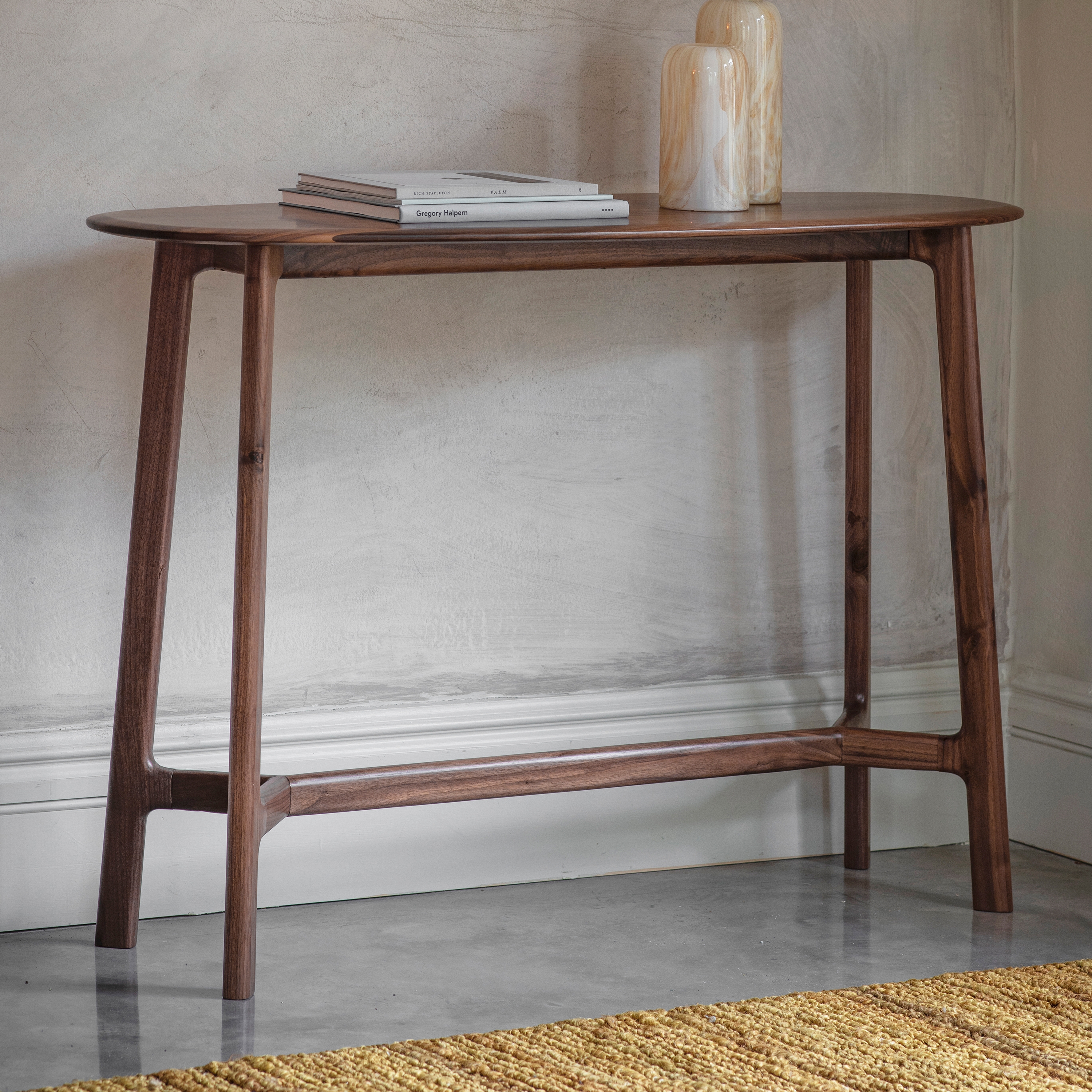 Solid walnut console hot sale table