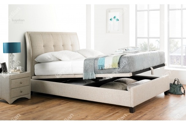 Kaydian Accent Upholstered Ottoman Storage Superking Bed in Oatmeal