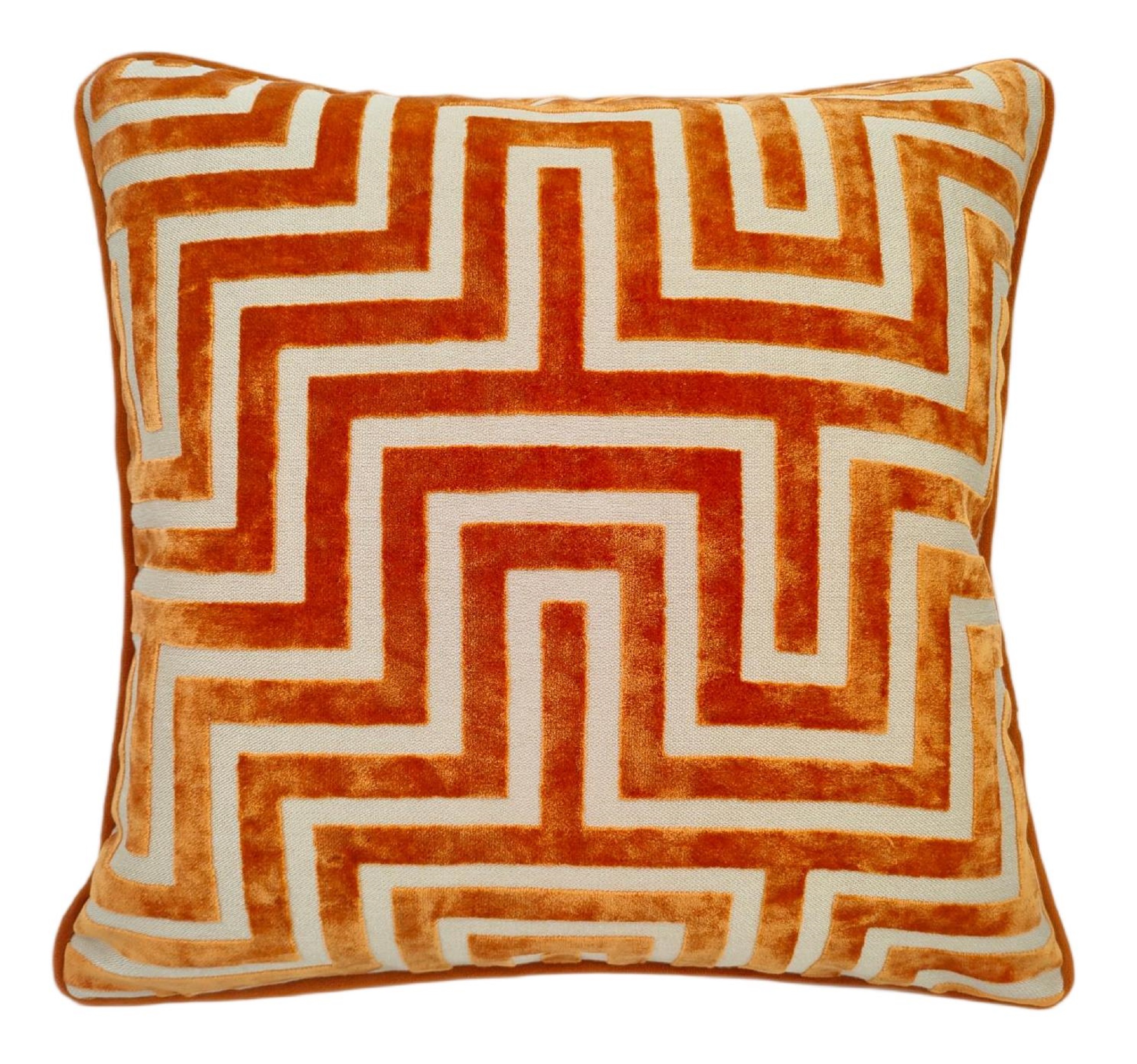 Pm Maze Cut Velv Orange by Malini | Style Our Home