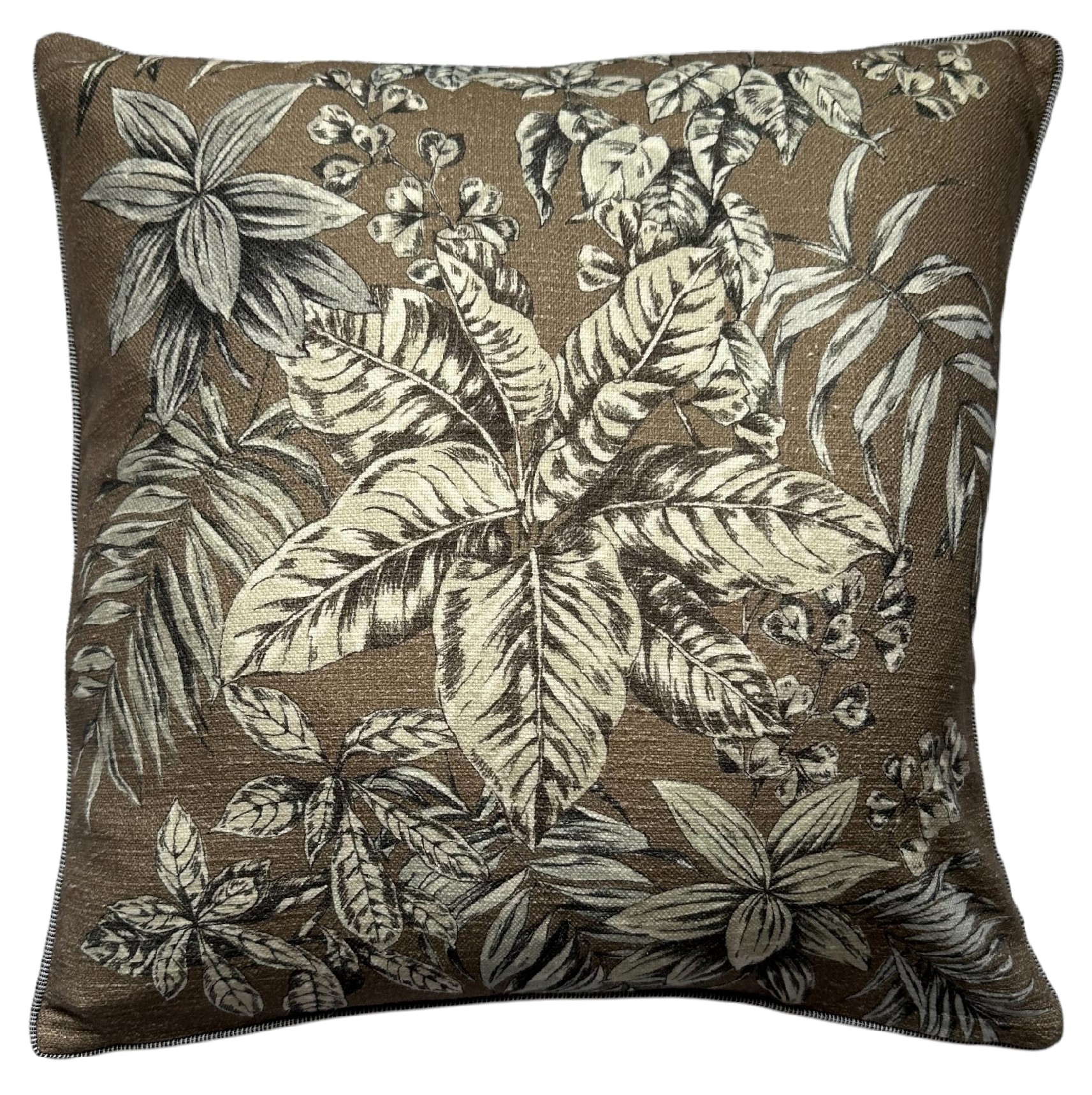 Taupe Floral Printed Cushion by Malini | Style Our Home