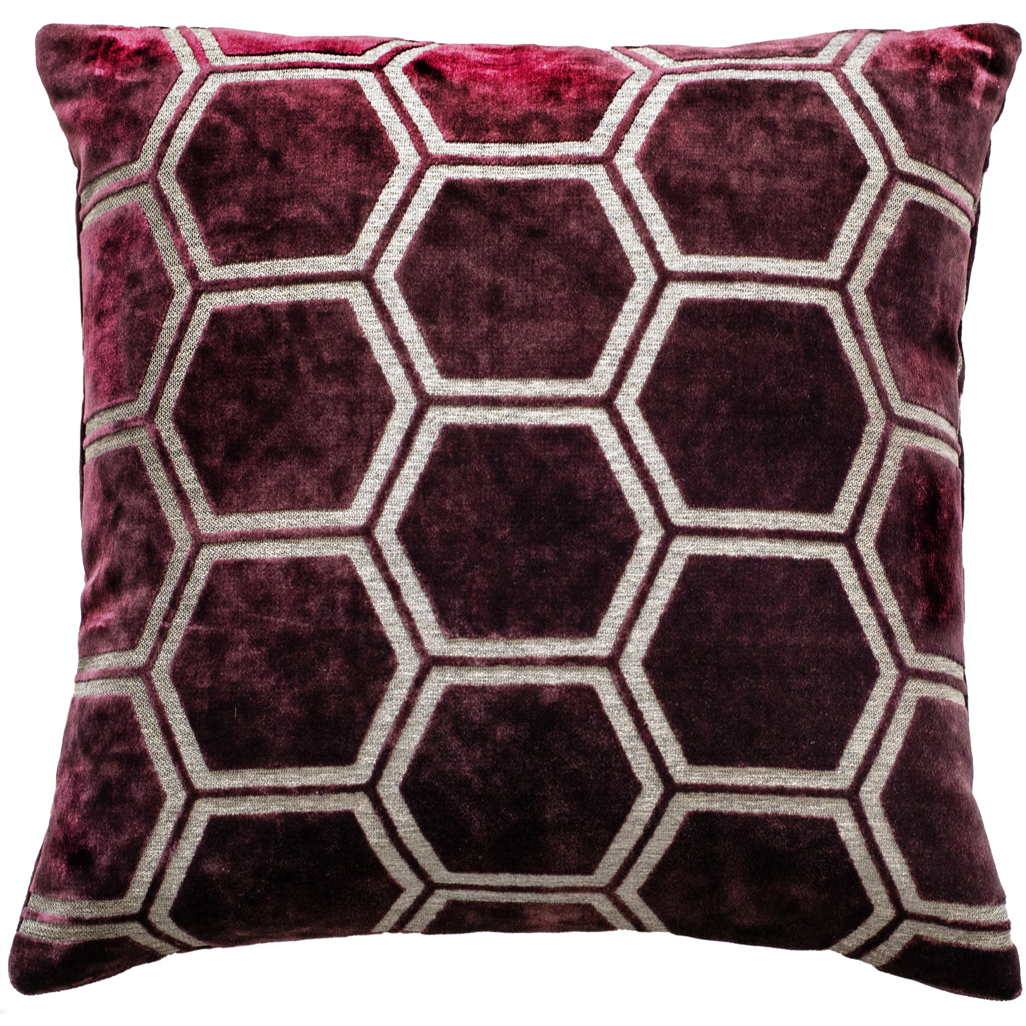 Large Hexagon Cut Velvet Aubergine by Malini | Style Our Home