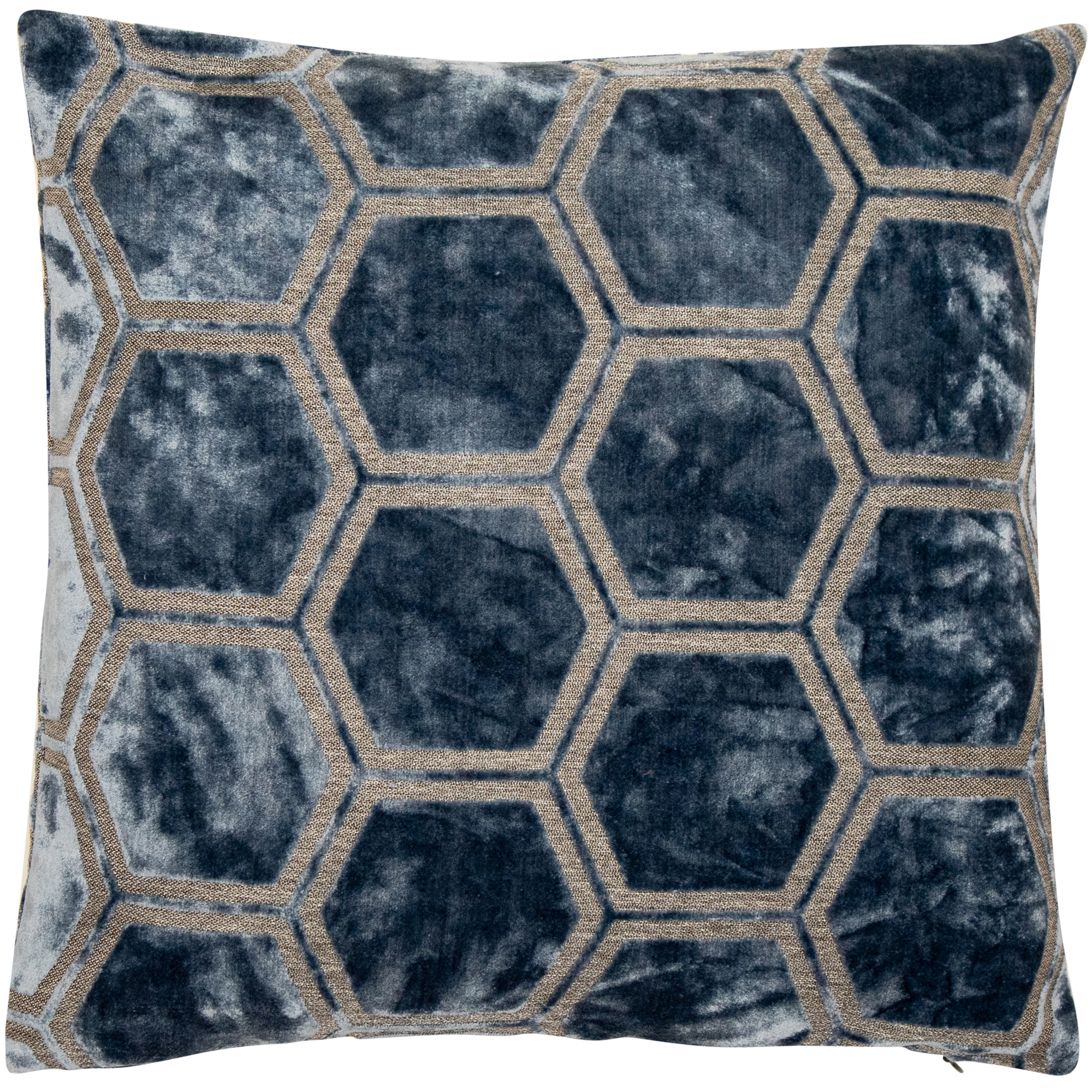 Large Hexagon Cut Velvet Blue by Malini | Style Our Home