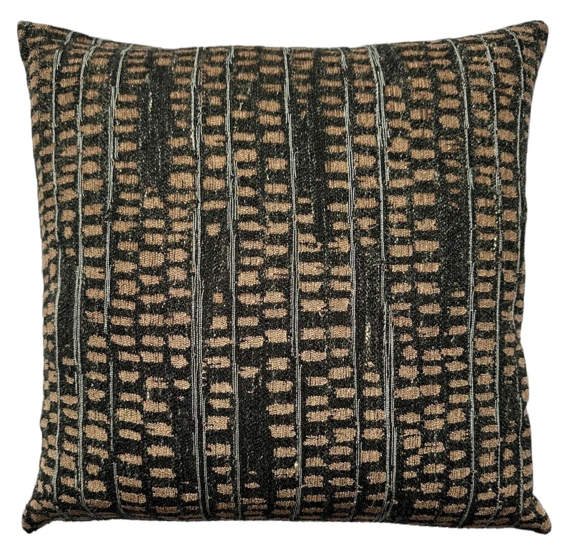 Tan Dot Dash Print On Textured Fabric by Malini | Style Our Home