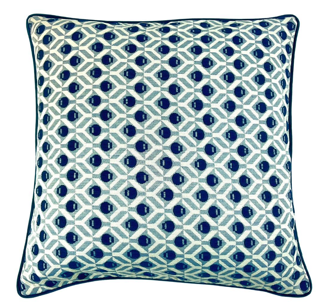 Piped Geo Jaq Cushions Navy by Malini | Style Our Home