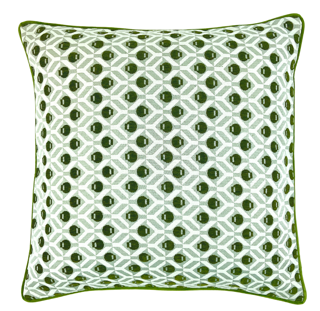 Piped Geo Jaq Cushions Olive by Malini | Style Our Home