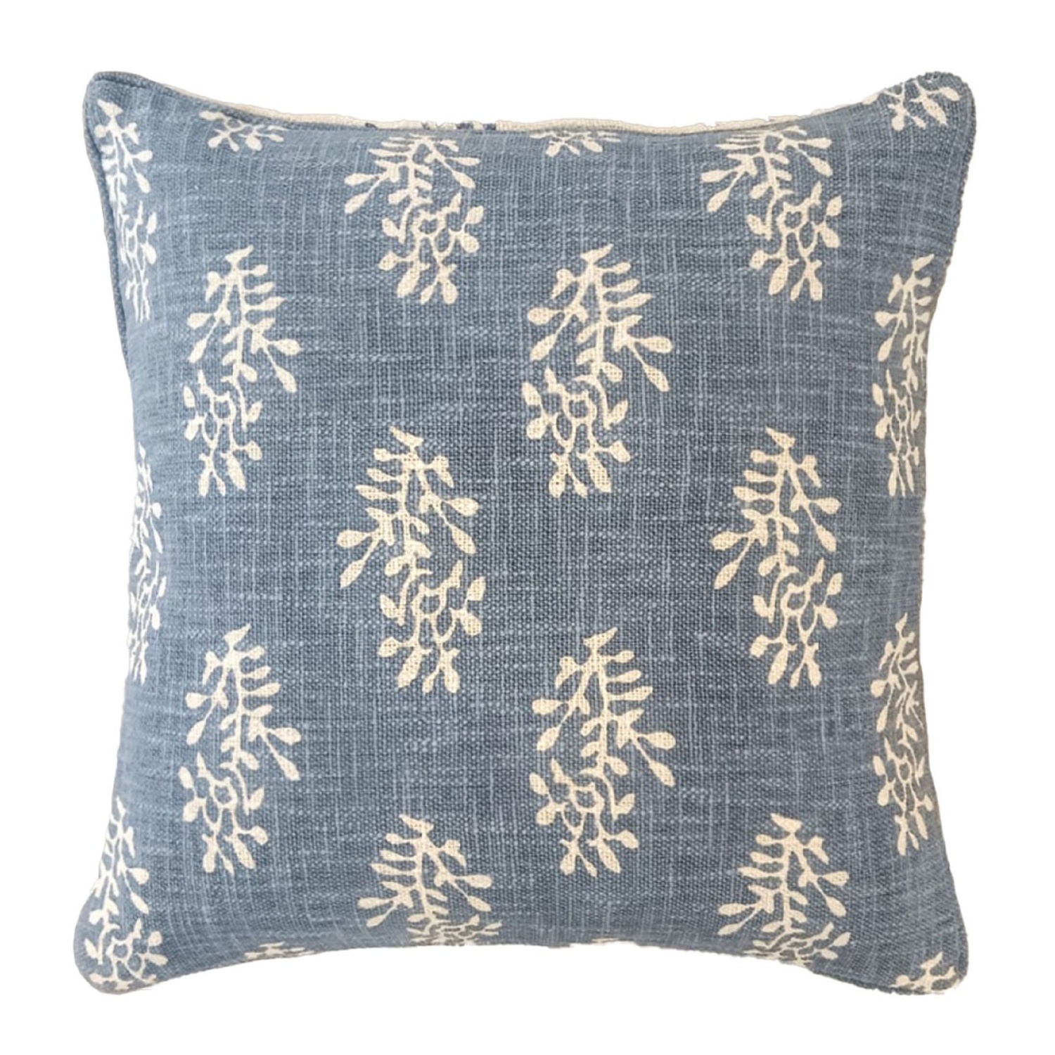 Printed Block Flower Dble Sided Cushion Blue by Malini | Style Our Home