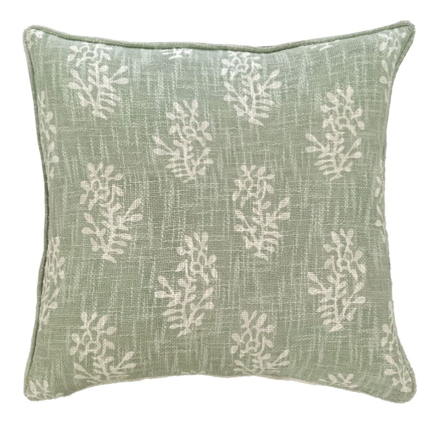 Printed Block Flower Dble Sided Cushion Green by Malini | Style Our Home