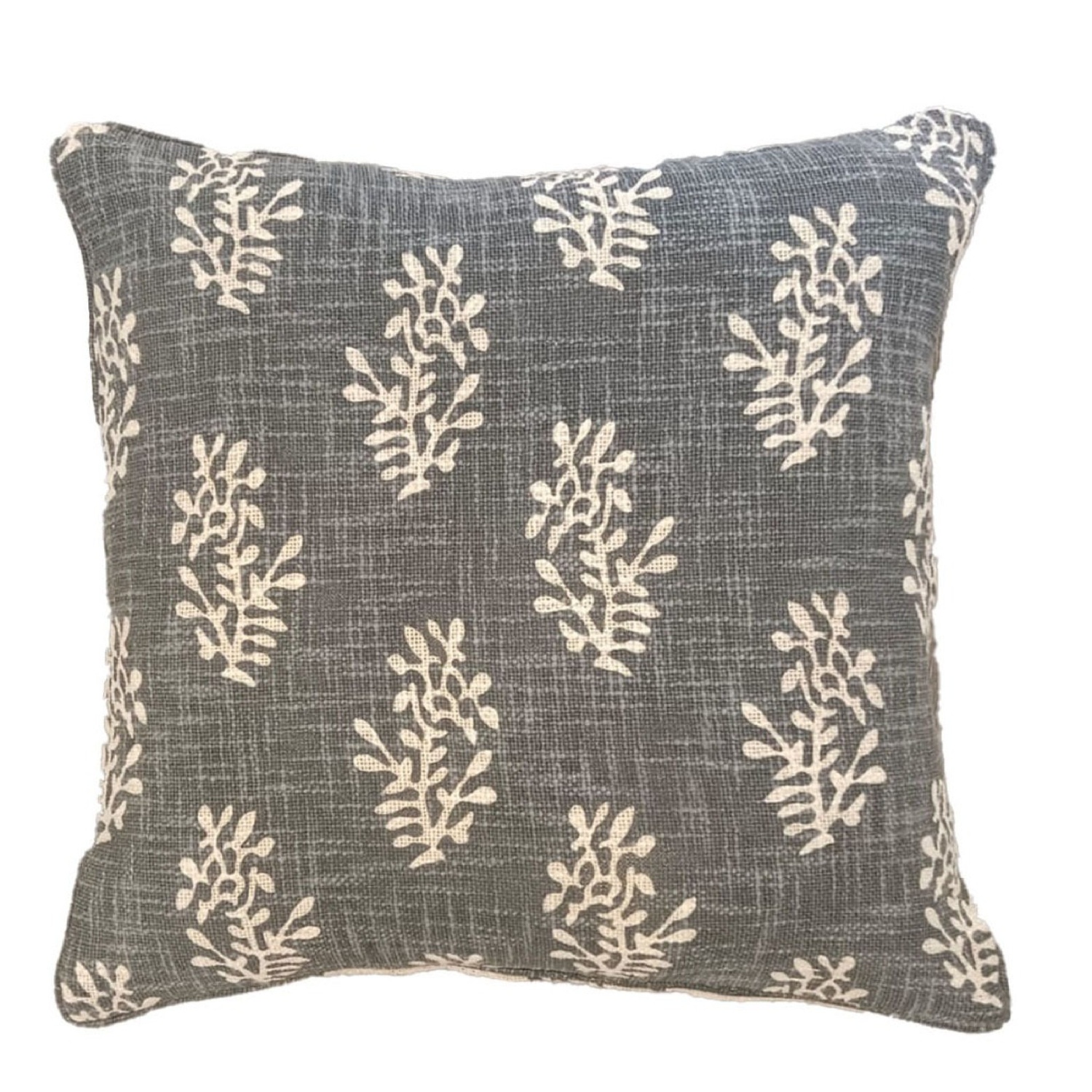 Printed Block Flower Dble Sided Cushion Grey by Malini | Style Our Home