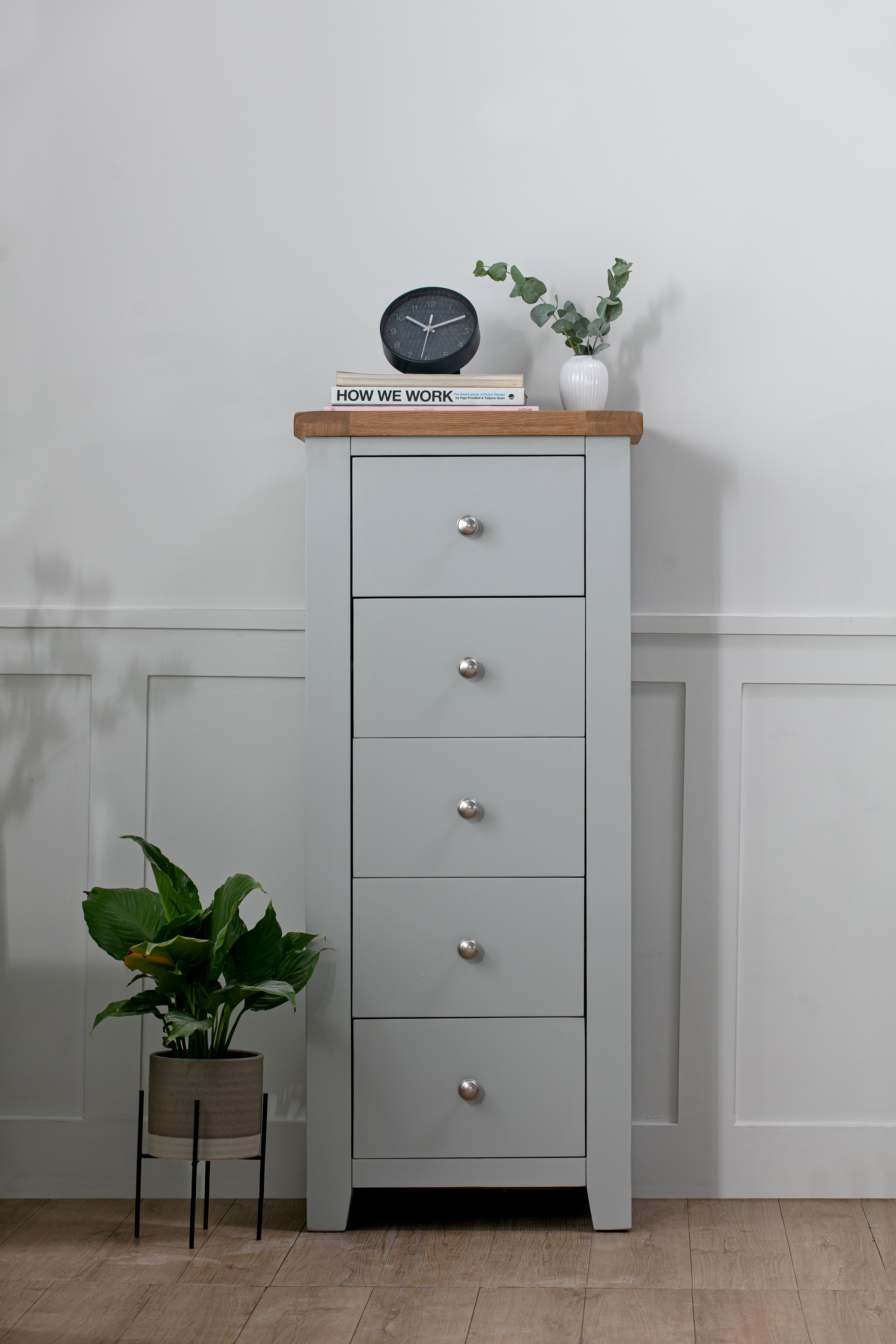 Parisian Grey 5 Drawer Tallboy by IFD | Style Our Home