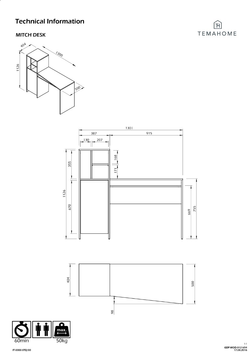 Mitch Light Oak (Melamine) / Pure Black Desk | Style Our Home
