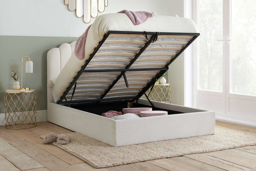 150cm Monaco Fabric Ottoman Bed White by Birlea | Style Our Home
