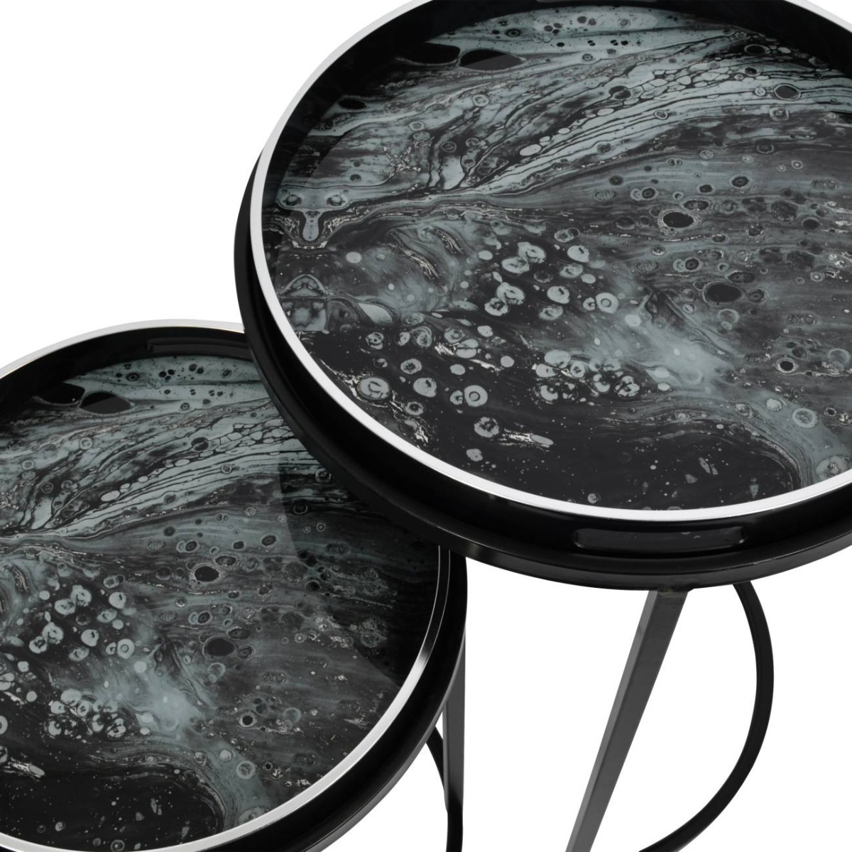 Monochrome Swirl Set of Two Side Tables by Libra | Style Our Home