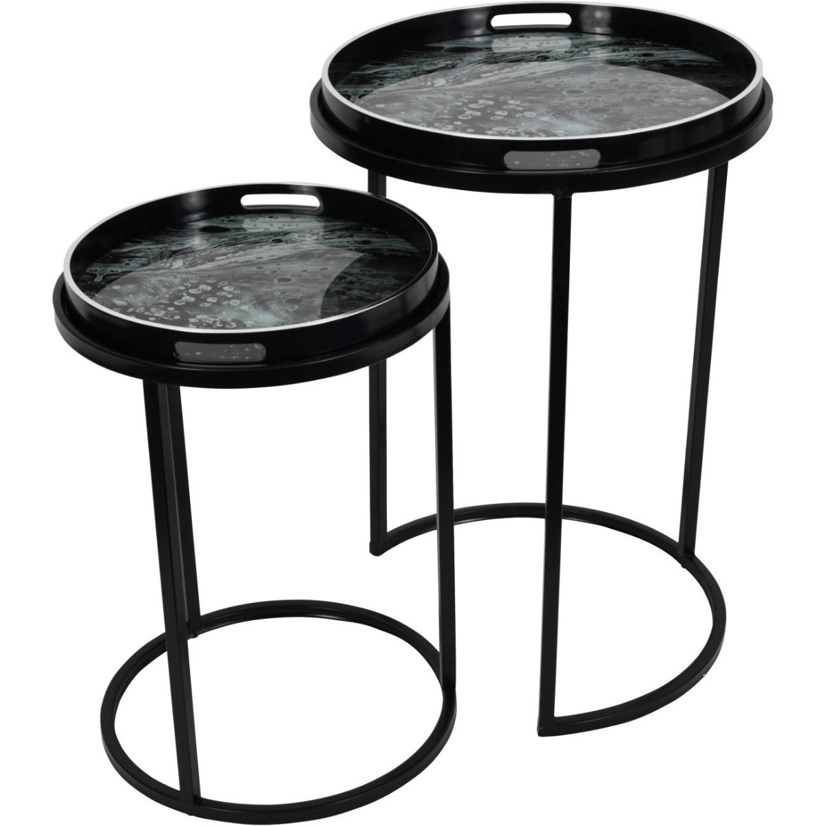 Monochrome Swirl Set of Two Side Tables by Libra | Style Our Home