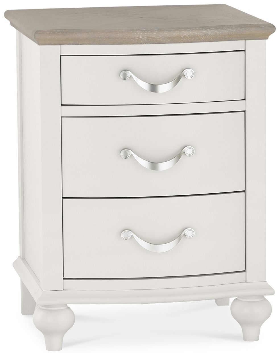 Montreux Soft Grey & Washed Oak 3 Drawer Nightstand - Style Our Home