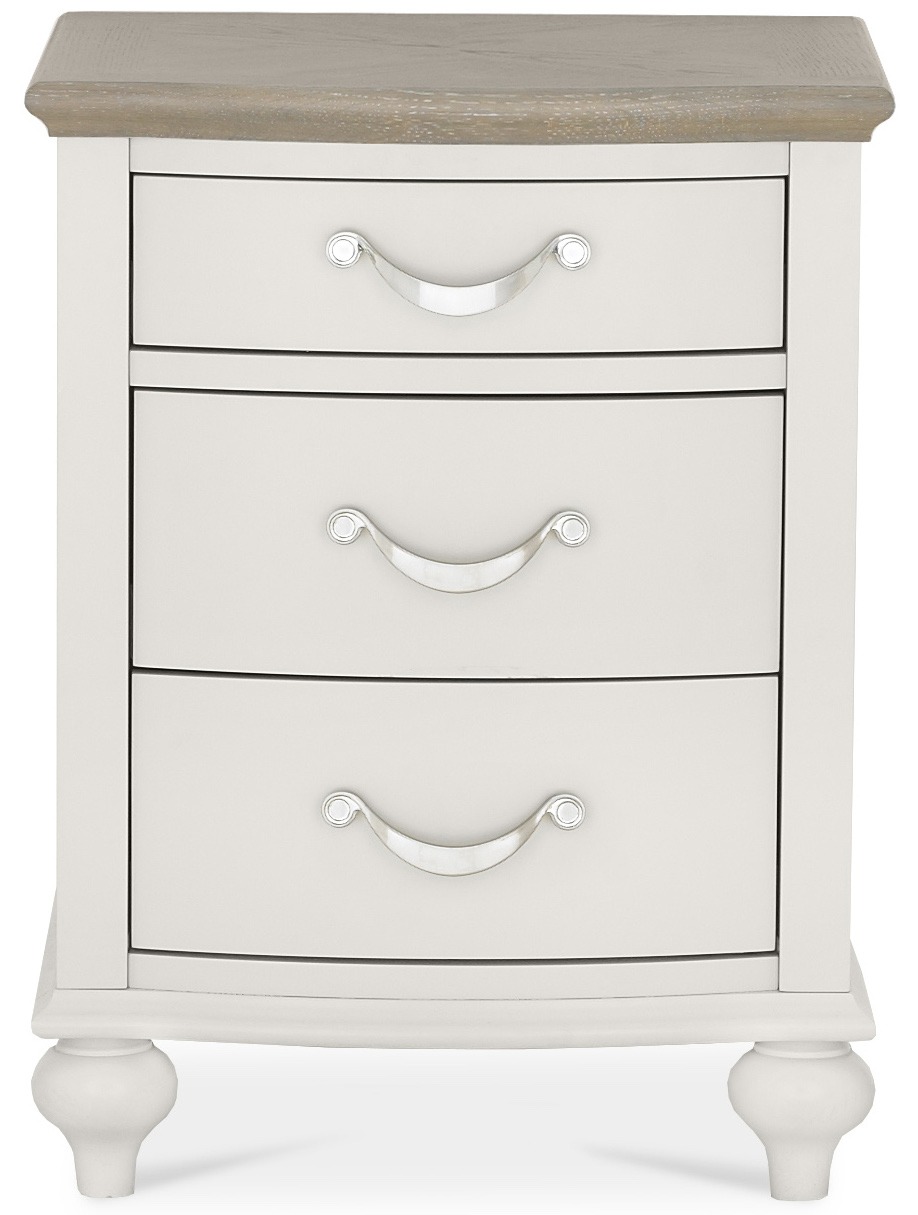 Montreux Soft Grey & Washed Oak 3 Drawer Nightstand - Style Our Home