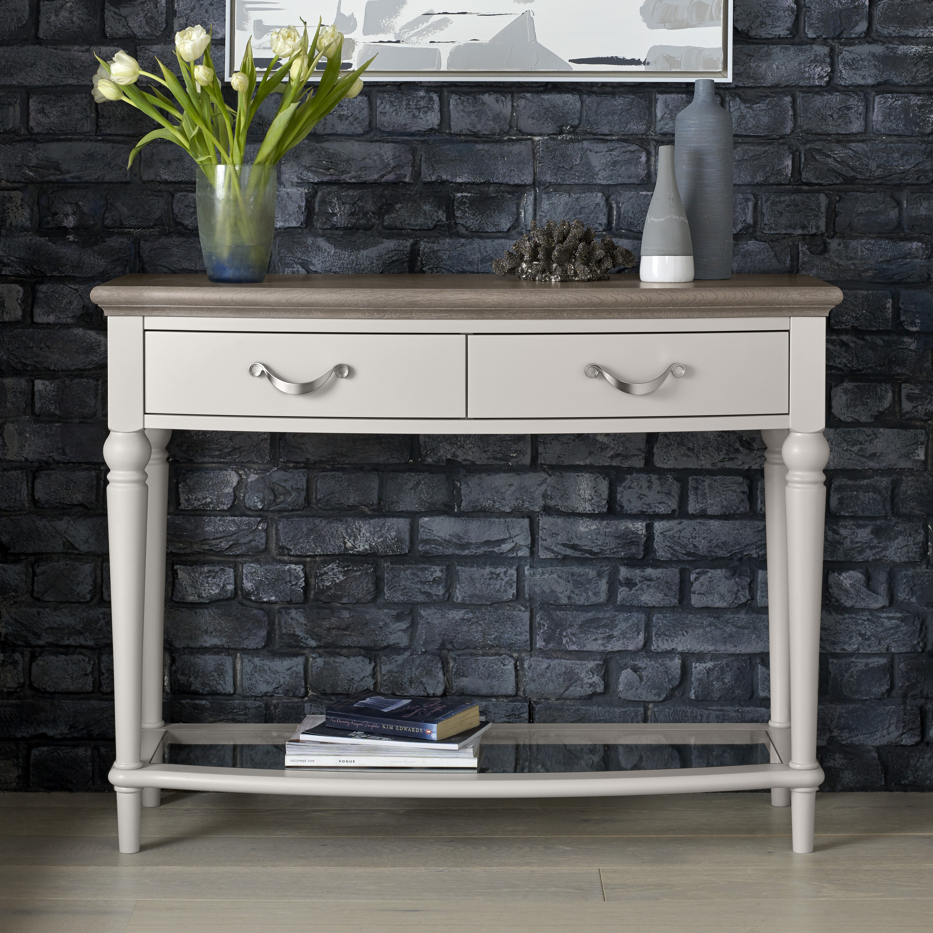 Montreux Soft Grey & Washed Oak Console Table - Style Our Home