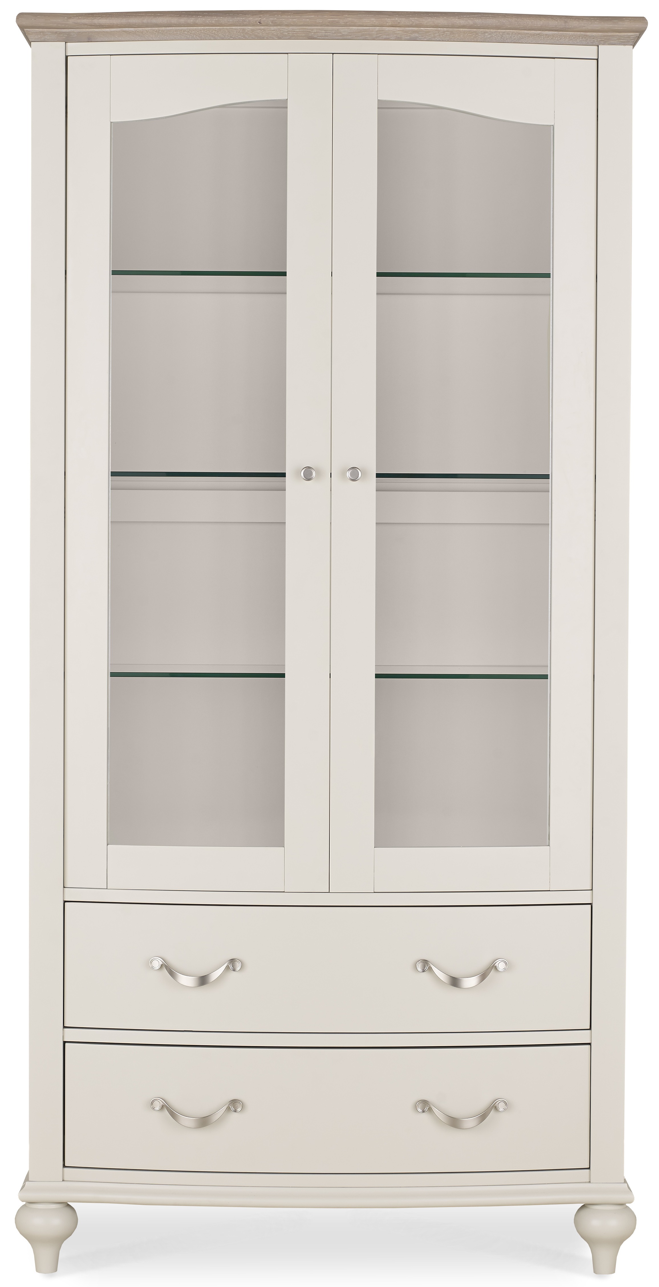 Montreux Soft Grey & Washed Oak Display Cabinet - Style Our Home