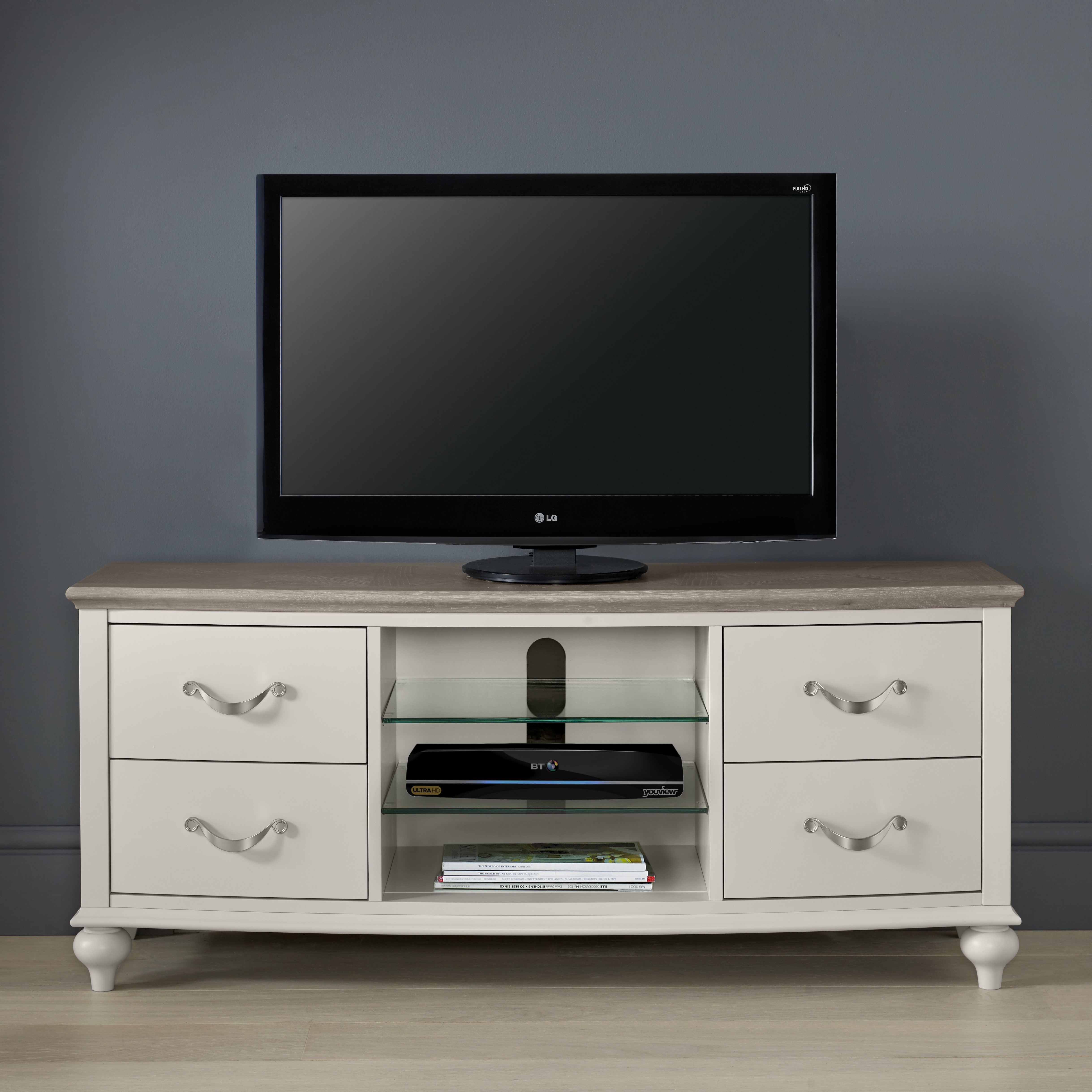 Montreux Soft Grey & Washed Oak Entertainment Unit - Style Our Home