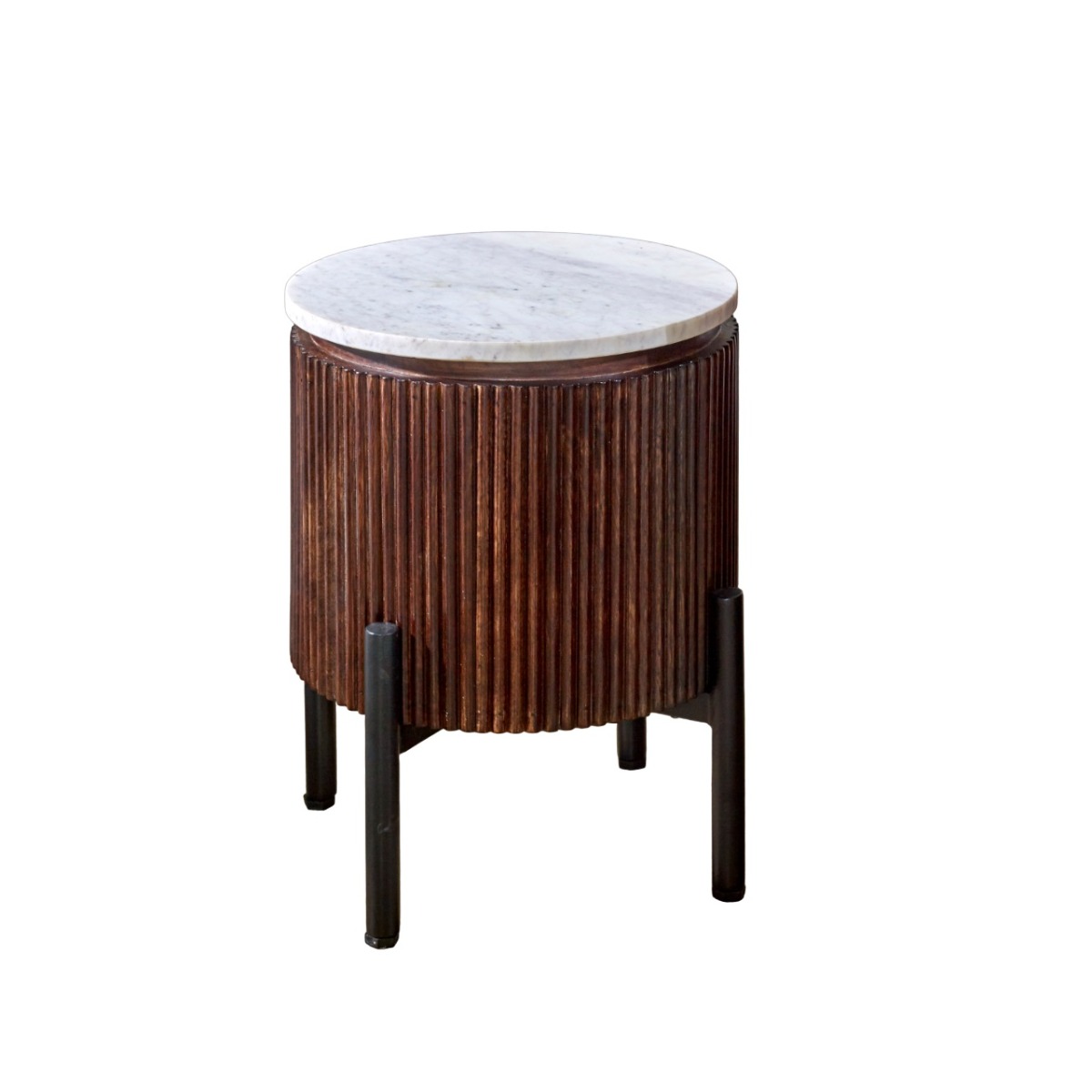 Marblestone Mango Wood Side Table With Marble Top & Metal Legs by Karvello Designs | Style Our Home