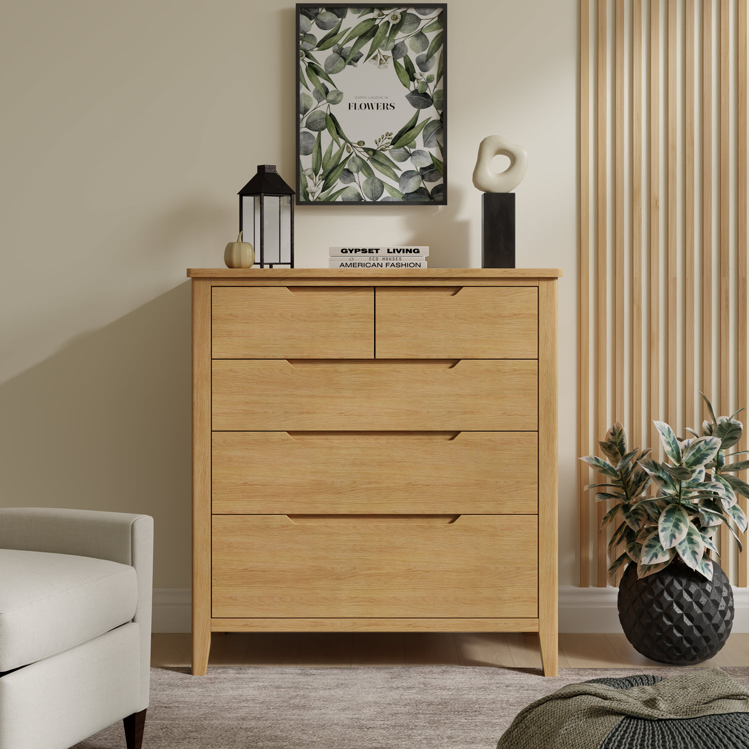 Velsta Oak 2 Over 3 Chest by Hertiance Furniture | Style Our Home