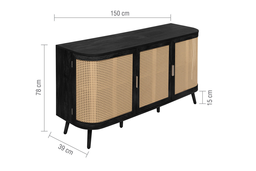 Noah 3 Door Sideboard Black by Birlea | Style Our Home