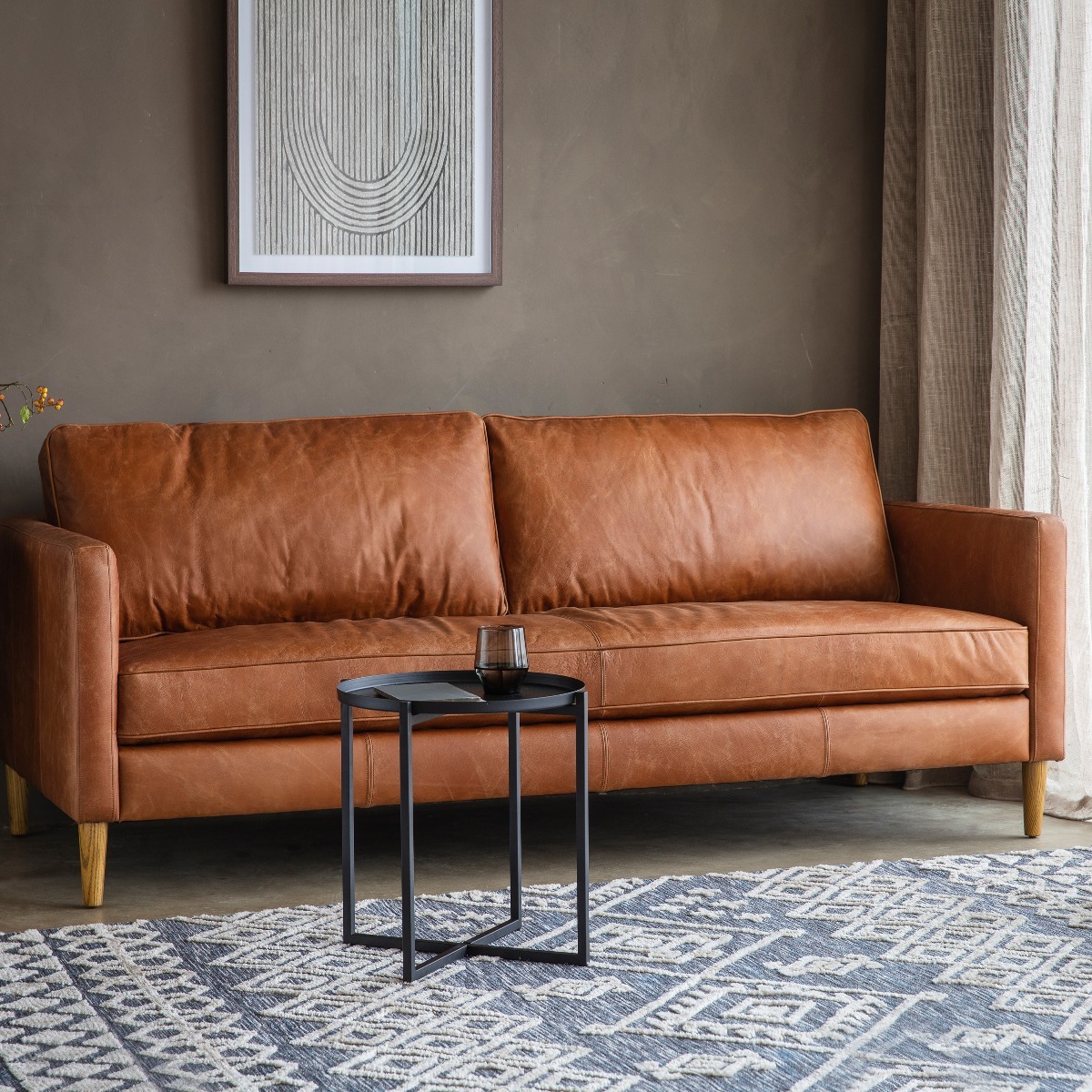 Leather two sale seater sofa bed