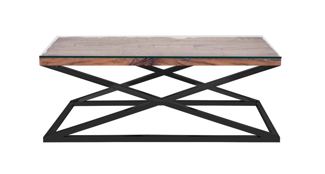 Phoenix Coffee Table With Glass by Indus Valley