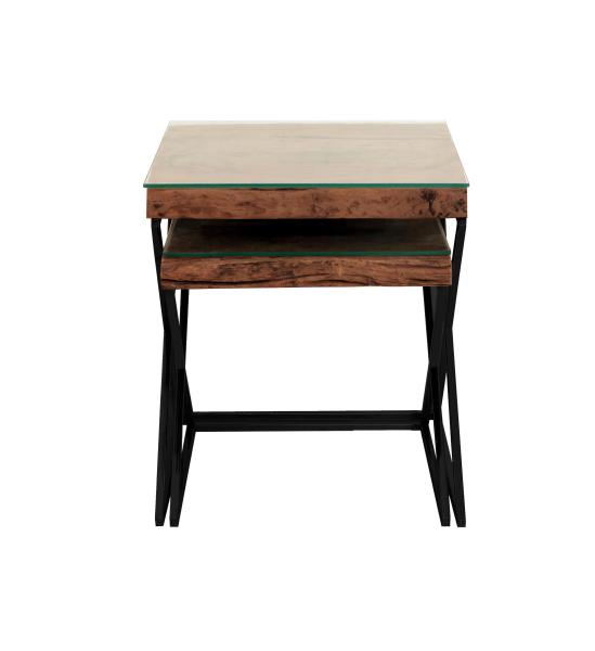 Phoenix Nest Of Tables With Glass by Indus Valley