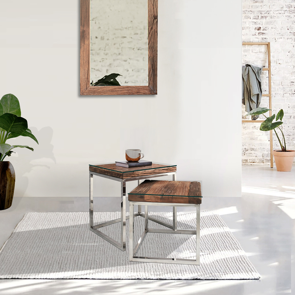 Railway Sleeper Nest Of 2 Tables by Indus Valley