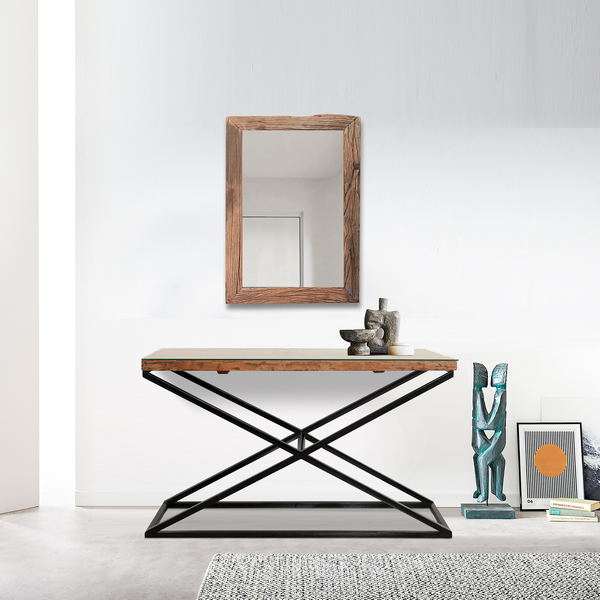 Phoenix Console Table With Glass by Indus Valley