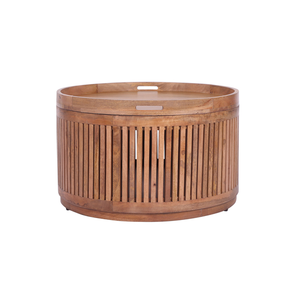 Round Tray-Top Coffee Table With Slatted Base by Indus Valley