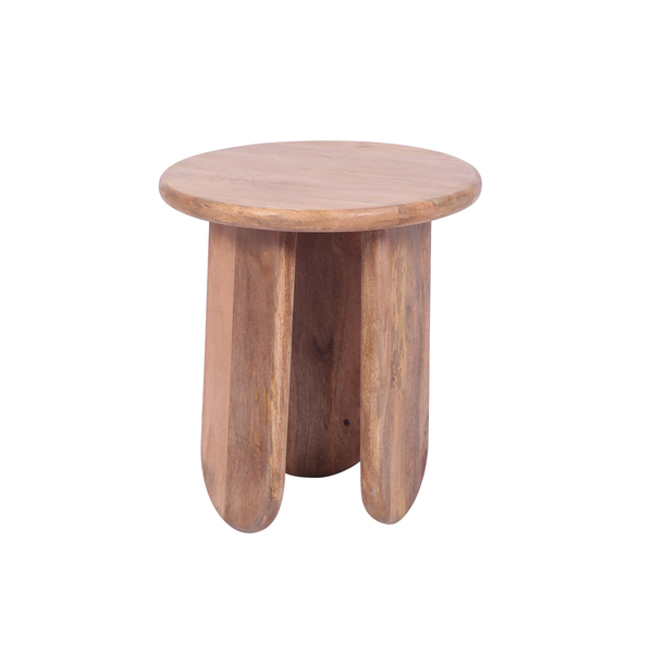 Bell-Shaped Round Wooden Side Table by Indus Valley