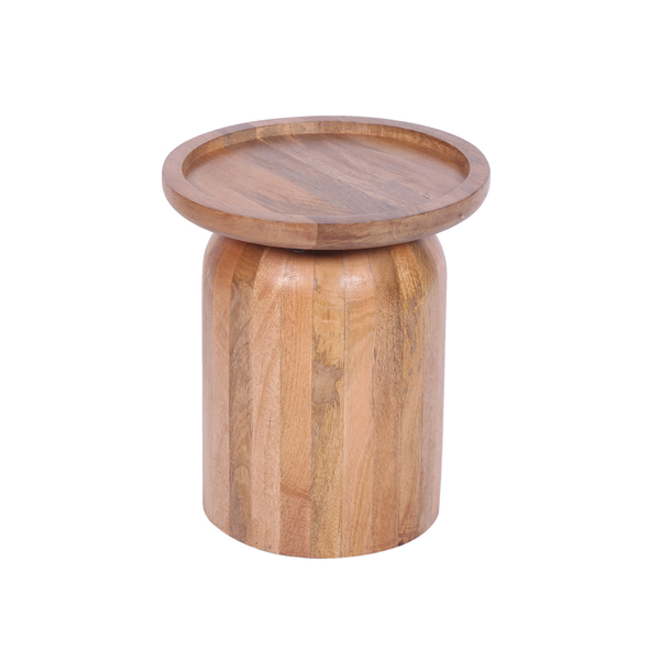 Round Tray-Top Wooden Side Table by Indus Valley