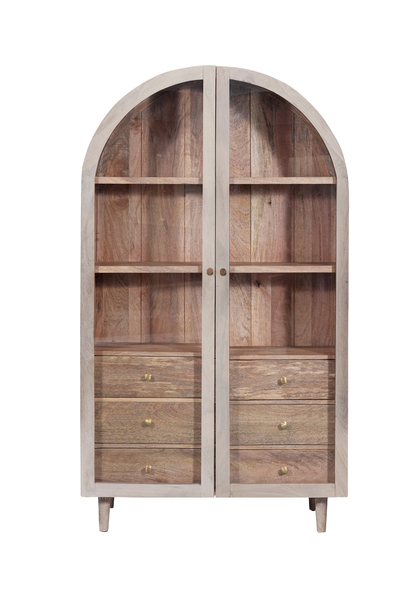 Iconic 2 Door Glass Cabinet Whitewash by Indus Valley