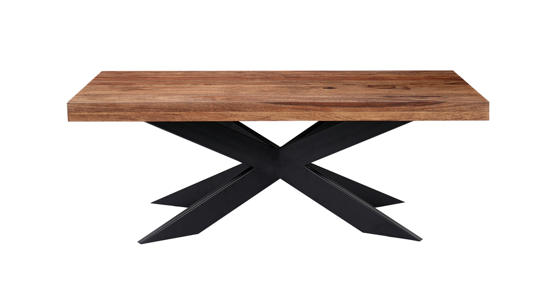 Hoxton Wooden Coffee Table With Metal Cross Legs by Indus Valley