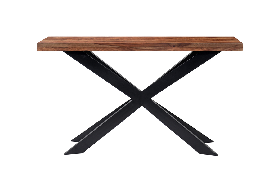 Hoxton Wooden Console Table With Metal Cross Legs by Indus Valley