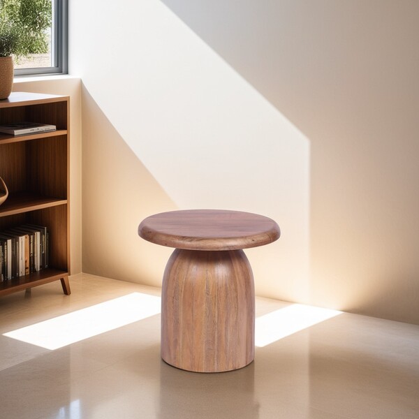Round Side Table With Raised Tray Top by Indus Valley