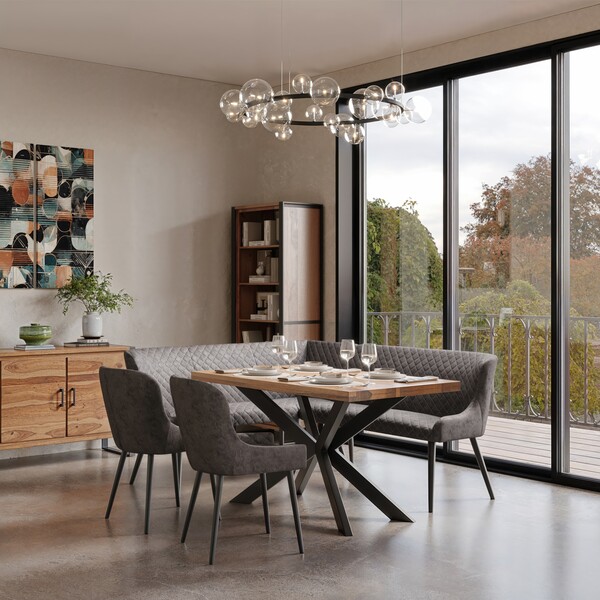 Hoxton Curved Corner Bench LHF Grey by Indus Valley