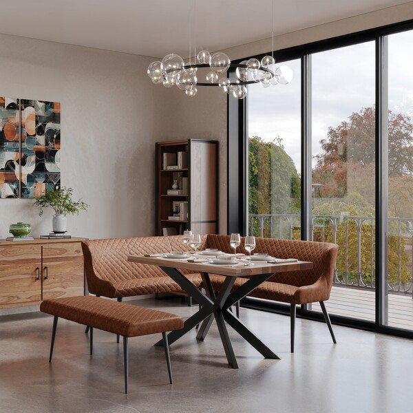 Hoxton Curved Corner Bench LHF Tan by Indus Valley