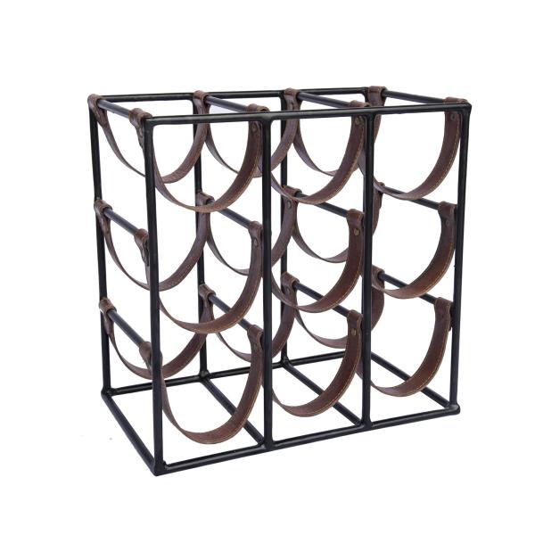 9 bottle leather sling square Wine Rack by Monologue | Style Our Home