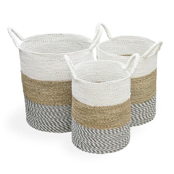 Set of 3 White Top Baskets by Monologue | Style Our Home