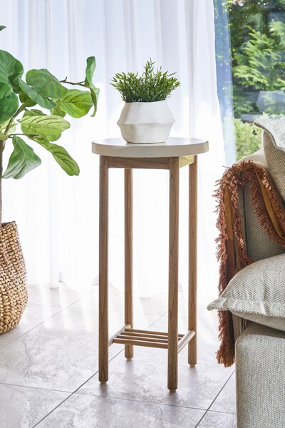Aspect White Round Side Table with Rack by Monologue | Style Our Home