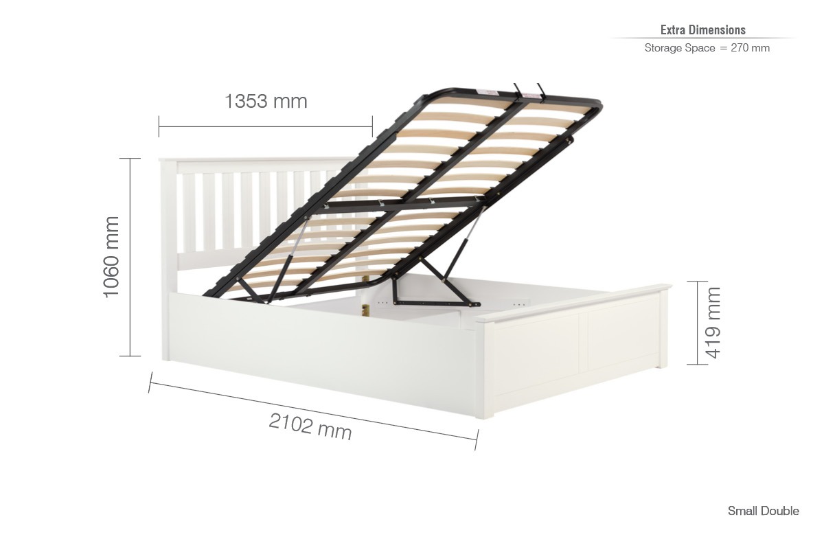 Phoenix White Small Double Ottoman Bed