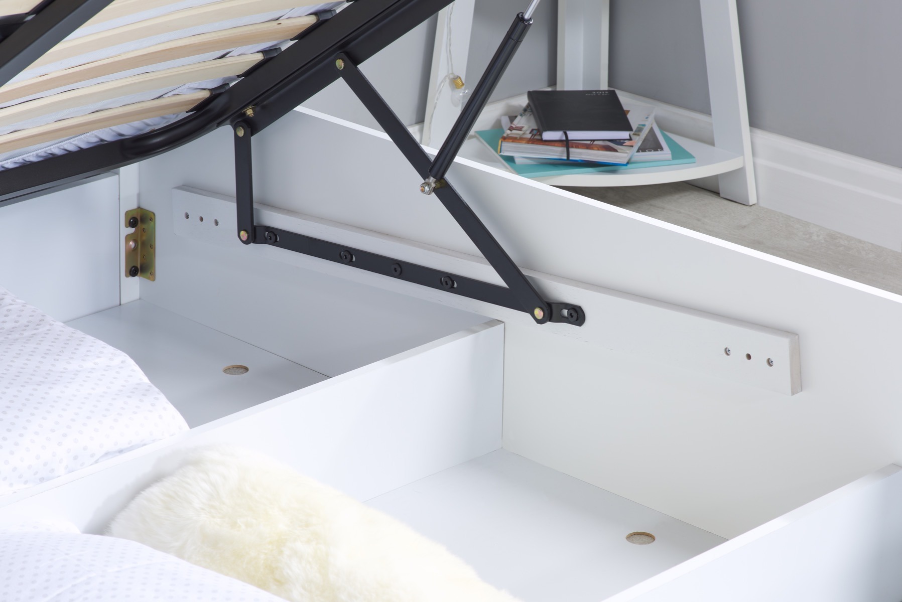 Phoenix White Small Double Ottoman Bed