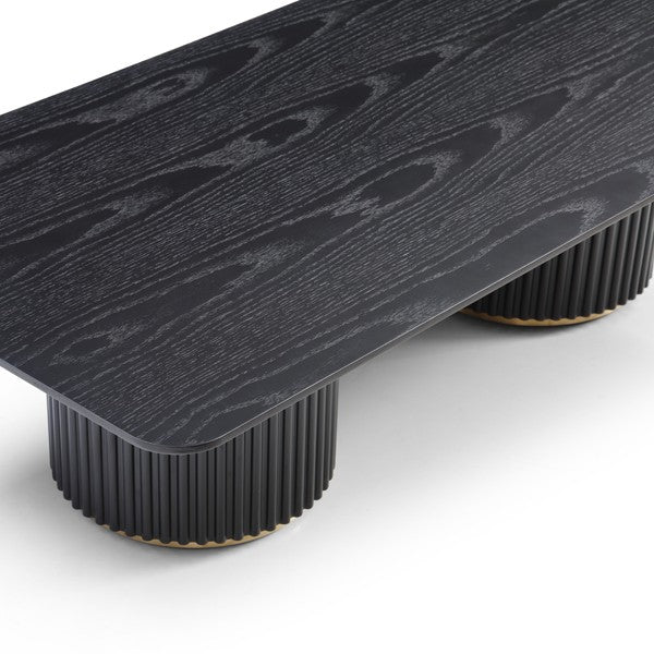 Lantine Coffee Table - Double Pedestal - Black Oak & Brass by Tommy Franks | Style Our Home