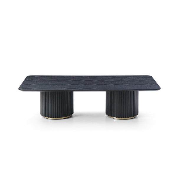 Lantine Coffee Table - Double Pedestal - Black Oak & Brass by Tommy Franks | Style Our Home