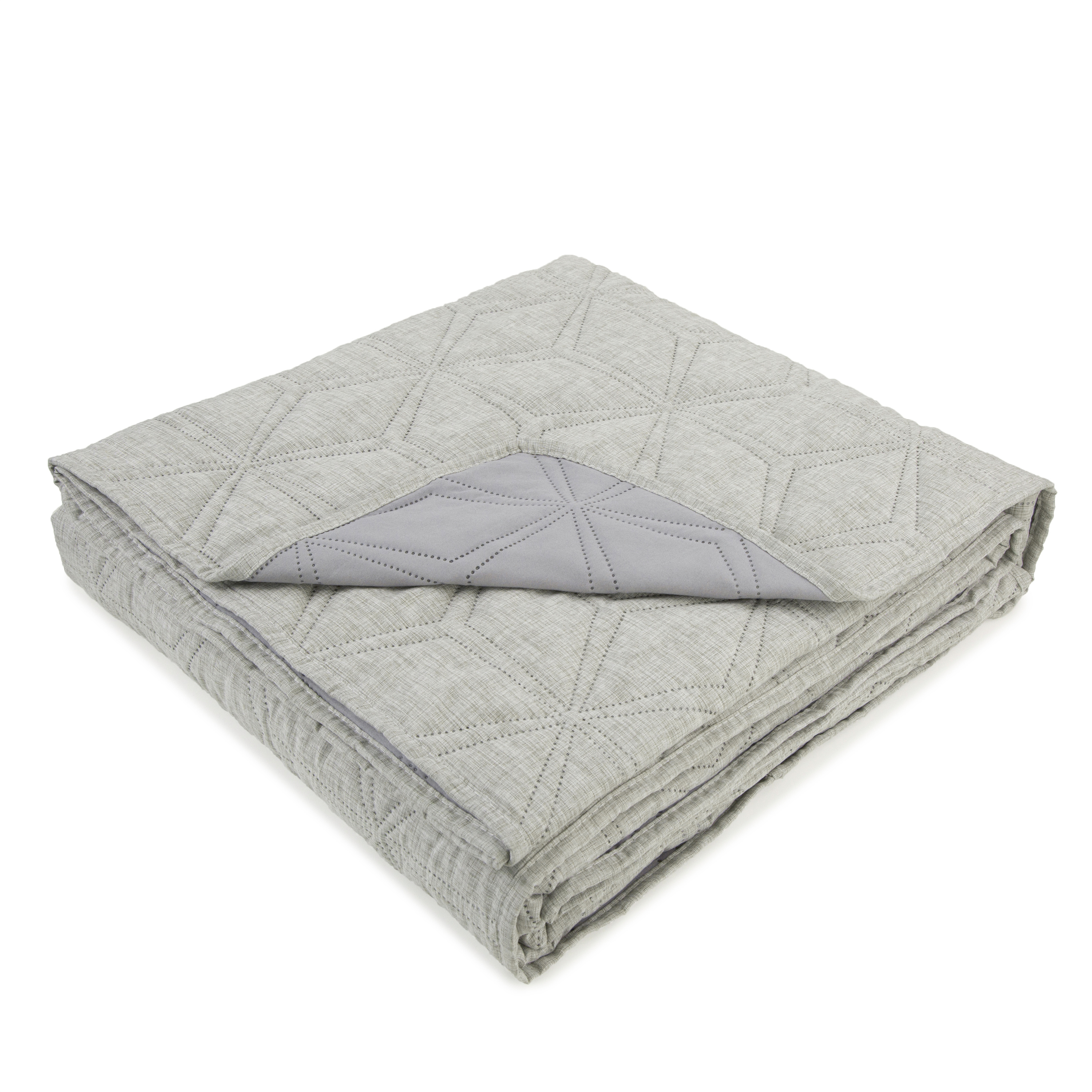 Linen Look Hexagonal Quilt Grey by Malini | Style Our Home
