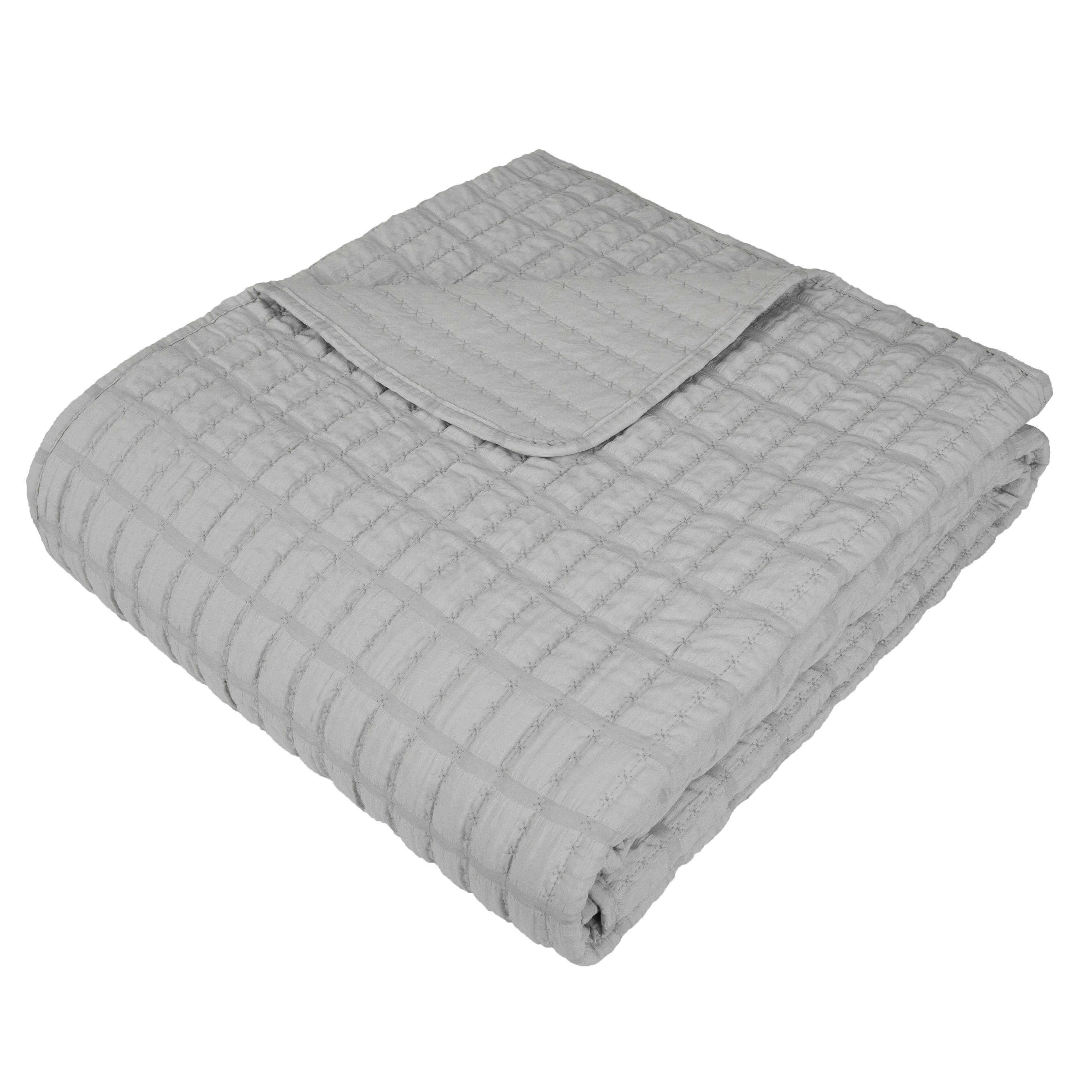 Seersucker Square Quilt Silver by Malini | Style Our Home