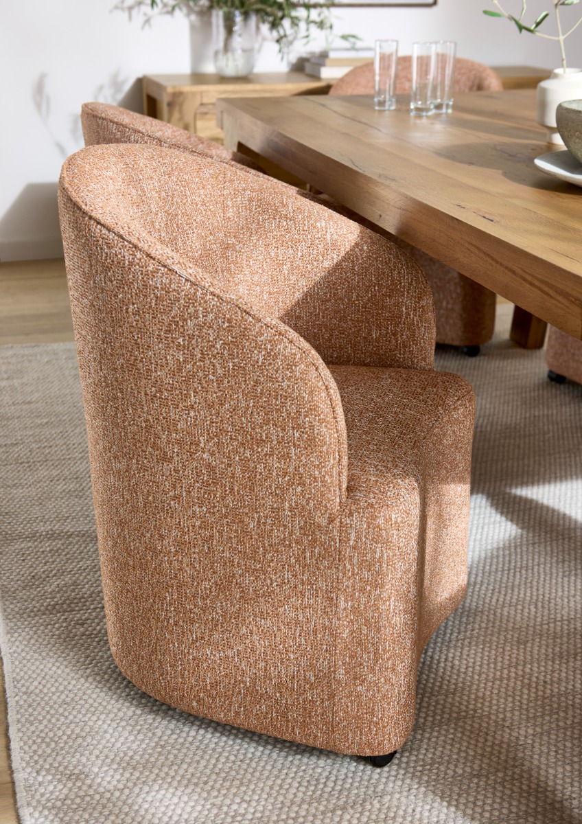 Torven Textured Fabric Roller Dining Chair – Rust by Zephyr Home | Style Our Home