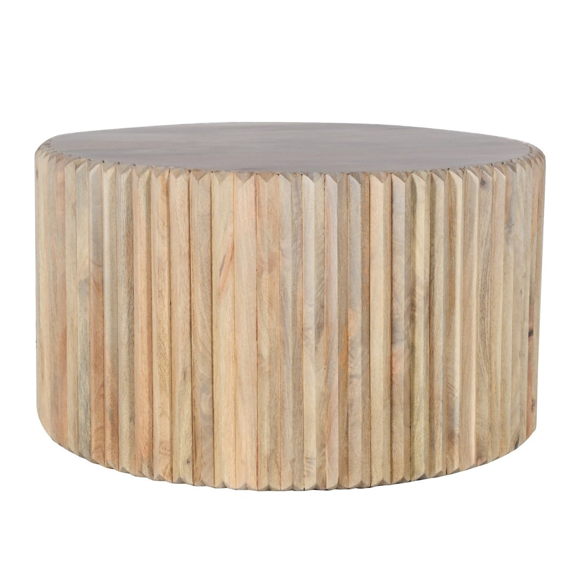 Calderwood Carved Mango Wood Round Coffee Table by Karvello Designs | Style Our Home